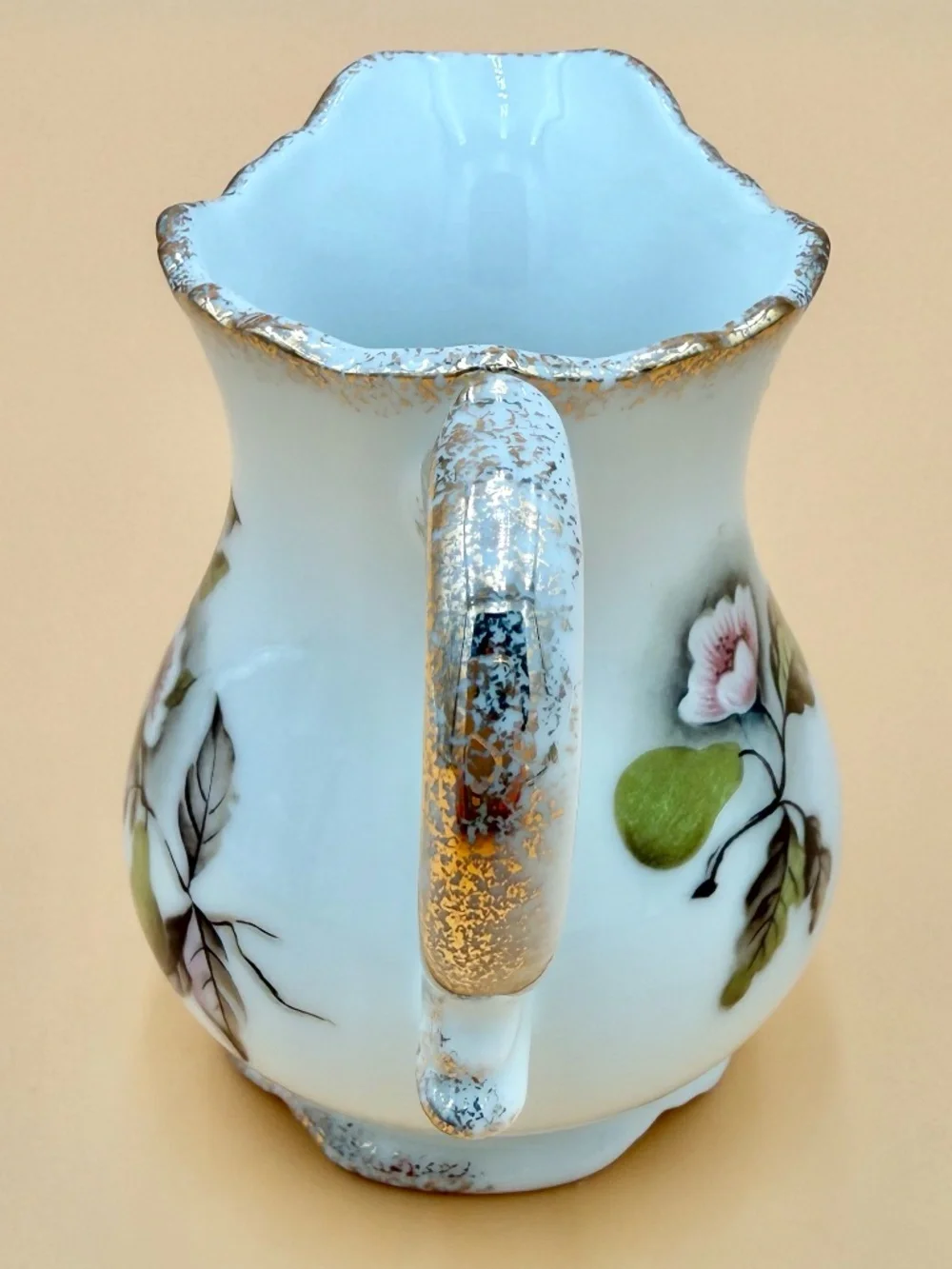 Vintage Lefton China Hand Painted Pear Blossom Creamer & Covered Sugar Bowl NE42